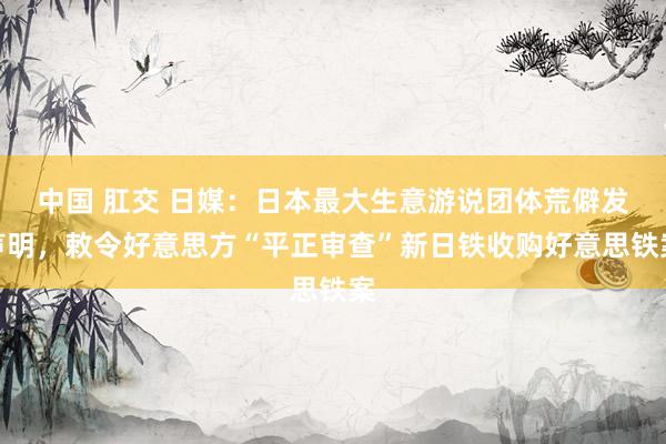 中国 肛交 日媒：日本最大生意游说团体荒僻发声明，敕令好意思方“平正审查”新日铁收购好意思铁案