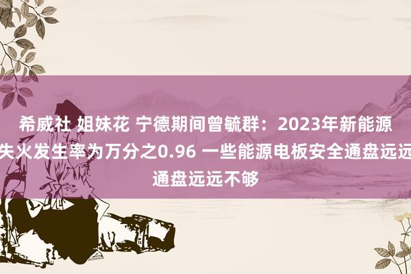 希威社 姐妹花 宁德期间曾毓群：2023年新能源汽车失火发生率为万分之0.96 一些能源电板安全通盘远远不够