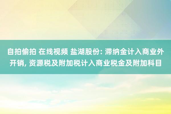 自拍偷拍 在线视频 盐湖股份: 滞纳金计入商业外开销， 资源税及附加税计入商业税金及附加科目