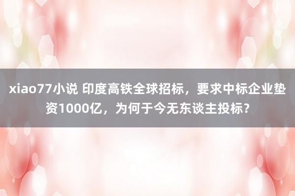 xiao77小说 印度高铁全球招标，要求中标企业垫资1000亿，为何于今无东谈主投标？