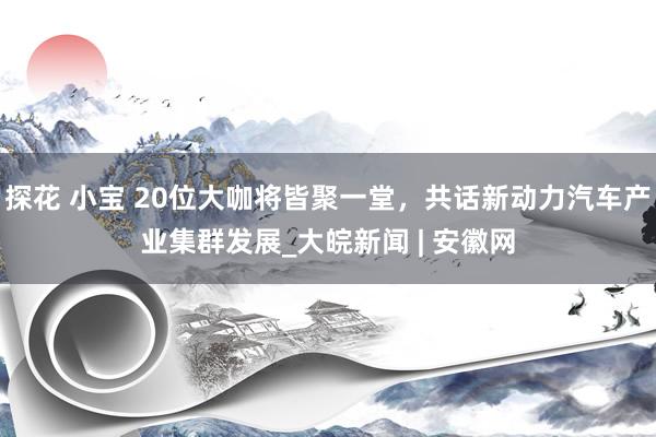 探花 小宝 20位大咖将皆聚一堂，共话新动力汽车产业集群发展_大皖新闻 | 安徽网