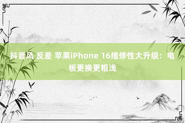 抖音风 反差 苹果iPhone 16维修性大升级：电板更换更粗浅