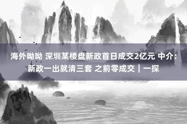 海外呦呦 深圳某楼盘新政首日成交2亿元 中介：新政一出就清三套 之前零成交︱一探