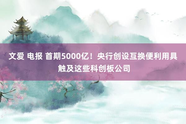 文爱 电报 首期5000亿！央行创设互换便利用具 触及这些科创板公司