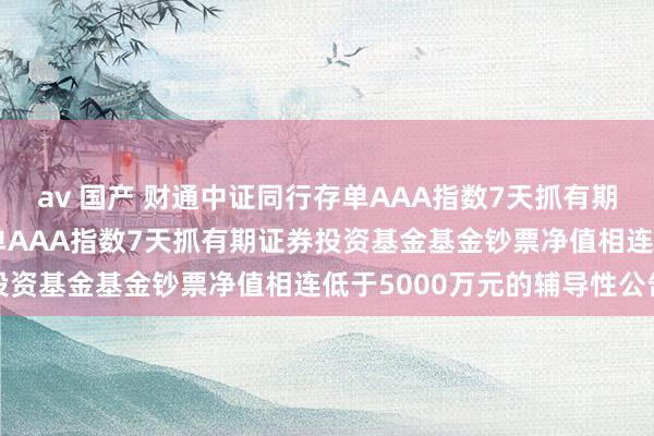 av 国产 财通中证同行存单AAA指数7天抓有期: 对于财通中证同行存单AAA指数7天抓有期证券投资基金基金钞票净值相连低于5000万元的辅导性公告