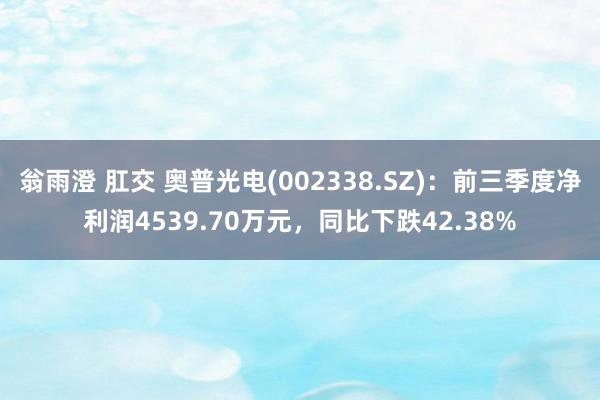 翁雨澄 肛交 奥普光电(002338.SZ)：前三季度净利润4539.70万元，同比下跌42.38%