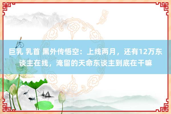 巨乳 乳首 黑外传悟空：上线两月，还有12万东谈主在线，淹留的天命东谈主到底在干嘛