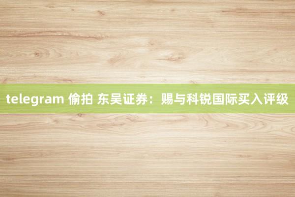 telegram 偷拍 东吴证券：赐与科锐国际买入评级