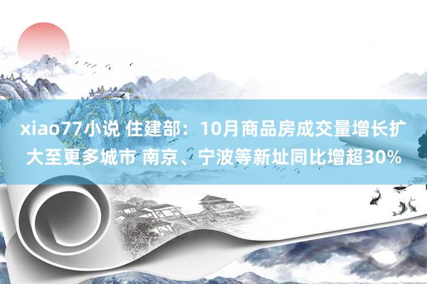 xiao77小说 住建部：10月商品房成交量增长扩大至更多城市 南京、宁波等新址同比增超30%