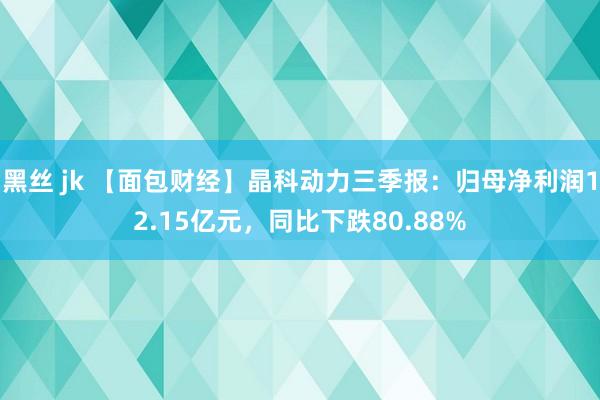 黑丝 jk 【面包财经】晶科动力三季报：归母净利润12.15亿元，同比下跌80.88%