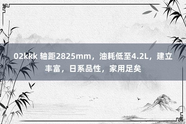 02kkk 轴距2825mm，油耗低至4.2L，建立丰富，日系品性，家用足矣