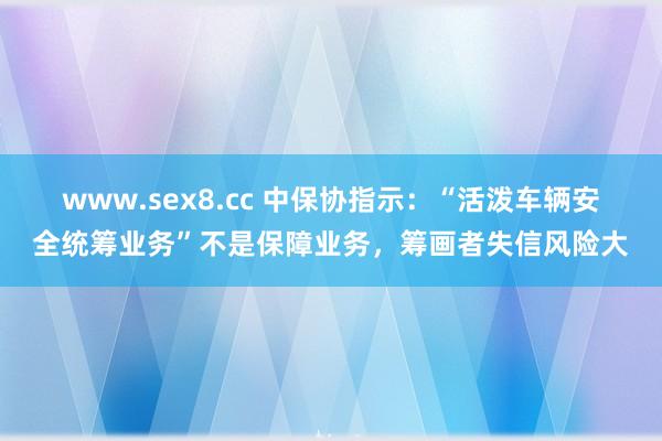 www.sex8.cc 中保协指示：“活泼车辆安全统筹业务”不是保障业务，筹画者失信风险大