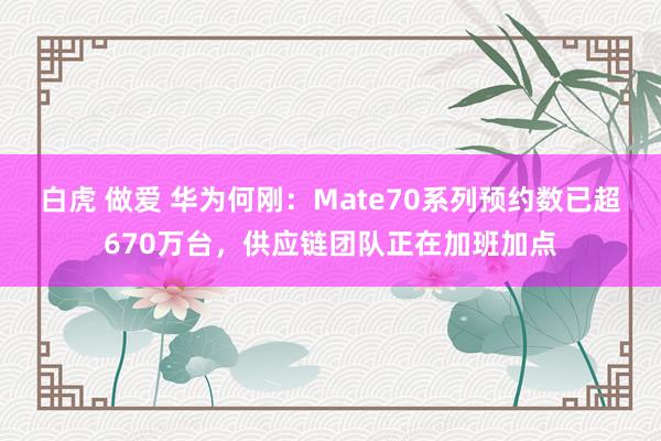 白虎 做爱 华为何刚：Mate70系列预约数已超670万台，供应链团队正在加班加点