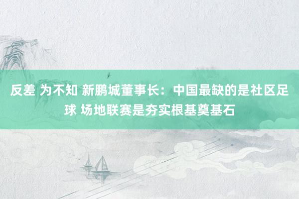 反差 为不知 新鹏城董事长：中国最缺的是社区足球 场地联赛是夯实根基奠基石