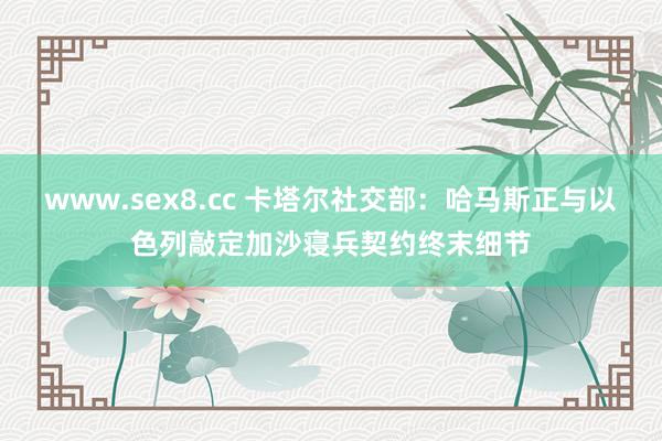 www.sex8.cc 卡塔尔社交部：哈马斯正与以色列敲定加沙寝兵契约终末细节