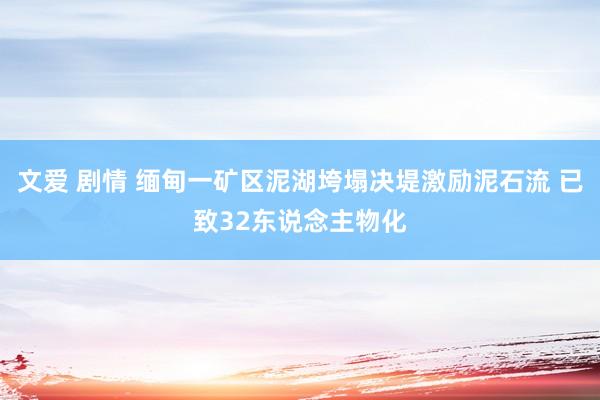 文爱 剧情 缅甸一矿区泥湖垮塌决堤激励泥石流 已致32东说念主物化